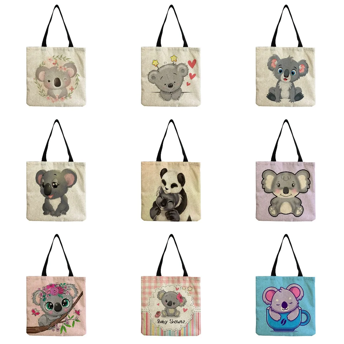 Women's Shoulder Bag High Capacity Cute Cartoon Animal Koala Print