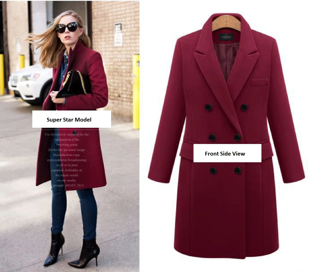 Women Trench Coat Autumn Winter Loose Ladies Long Trench Coat Jacket Causal Female Women Double-Breasted Woolen Outwear Coat Capes Plus Size