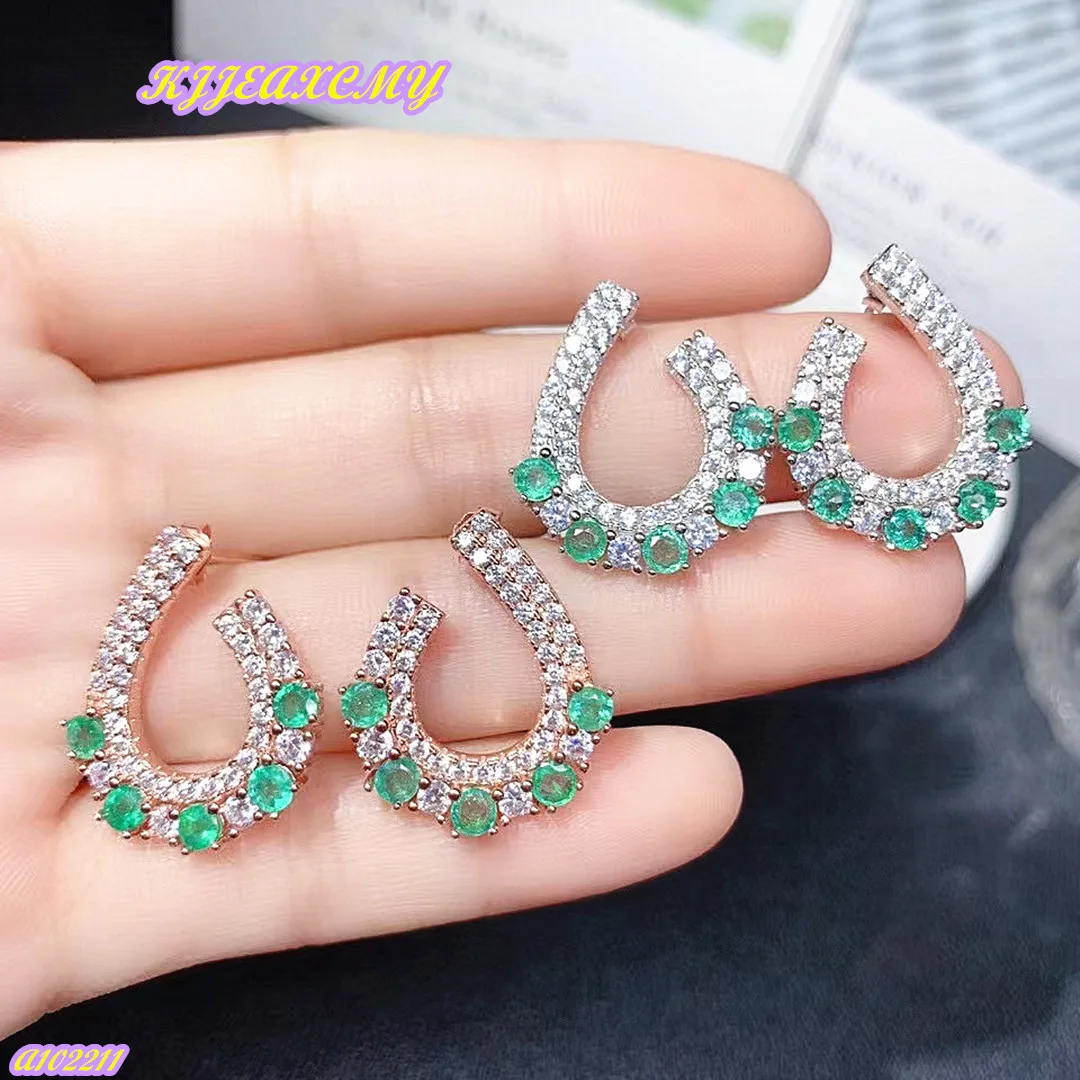 

Boutique Jewelry 925 Sterling Silver Natural Gem Emerald Women's Earrings Girls' Party Gift New Year Lost Valentine's Festive
