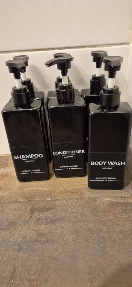 3PCS 500ml Square Soap Dispenser Waterproof Labels Refillable Empty Bottle Hand Soap photo review