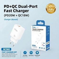 Premium Dual Port 20W Charger Kit with USB A & Type C and High - Speed Charging Cable - EU Single Charger