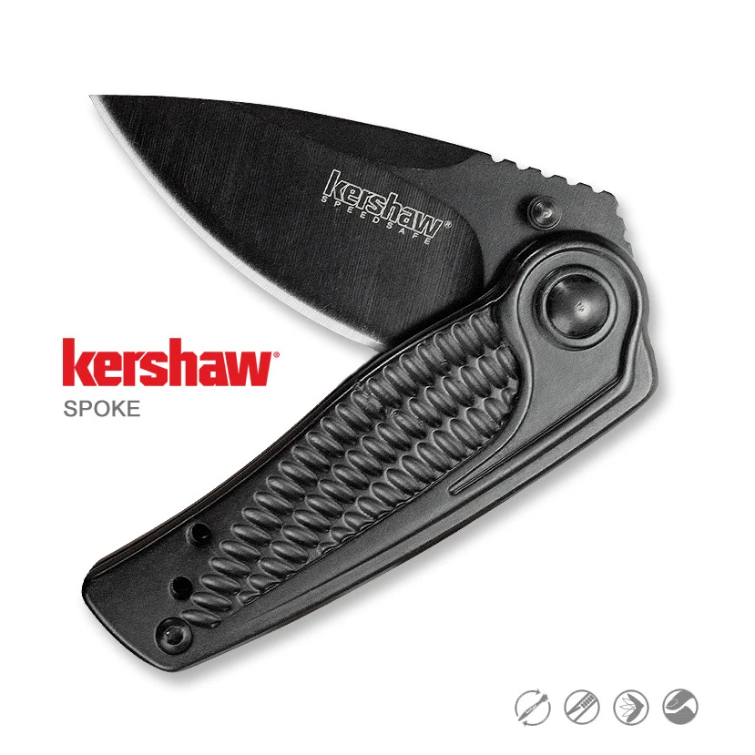 

4.8// Kershaw Spoke 1313BLK MINI Pocket Knife BlackWash Coatin Blade Stainless Steel Handle Daily Use EDC Tactical Rescue Knives