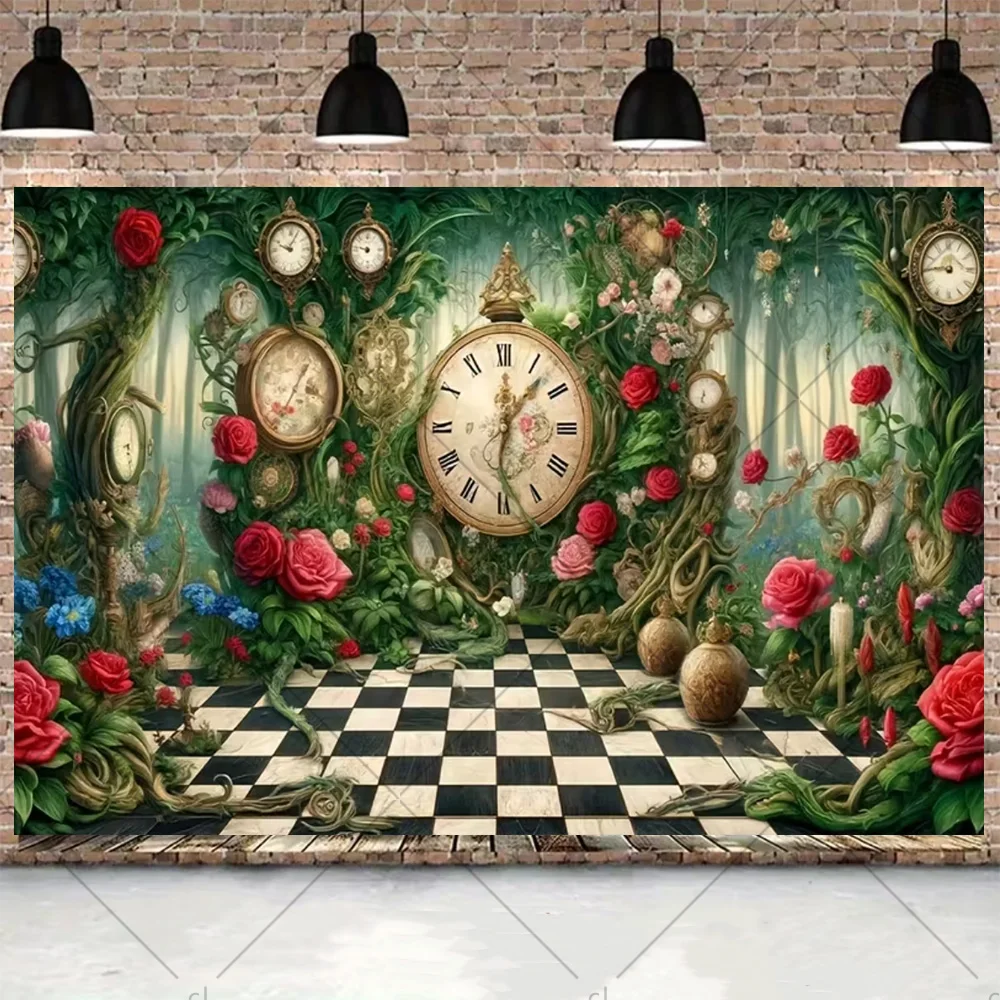 Alice in Wonderland Party Backdrop Children Happy Birthday Decoration ...