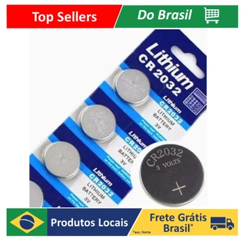 05 Baterias de Lítio CR2032 3V Tipo Moeda