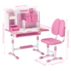 2Pcs Kids Study Desk Chair Set, Height Adjustable Children School Table Chair Set with Sitting Corrector, Ergonomic Desk Chair 6