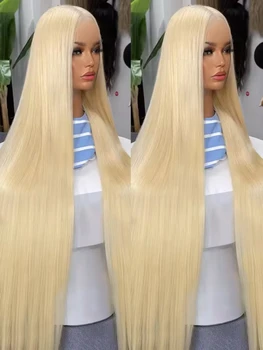 32 Inch 613 13x4 Lace Front Wig Human Hair,Blonde Straight Lace Front Wigs Human Hair Pre Plucked 200 Density 1