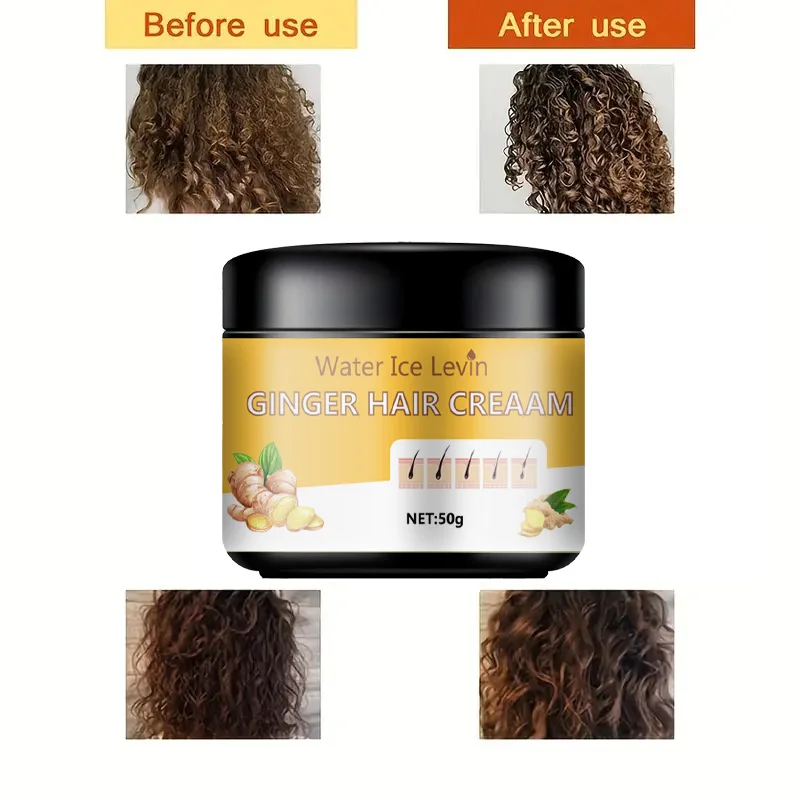 Ginger Scented Hair Cream Moisturizing Scalp Massage Conditioner Natural Ginger Extract Nourishing Soothing Dry Hair Suitable Normal Hair