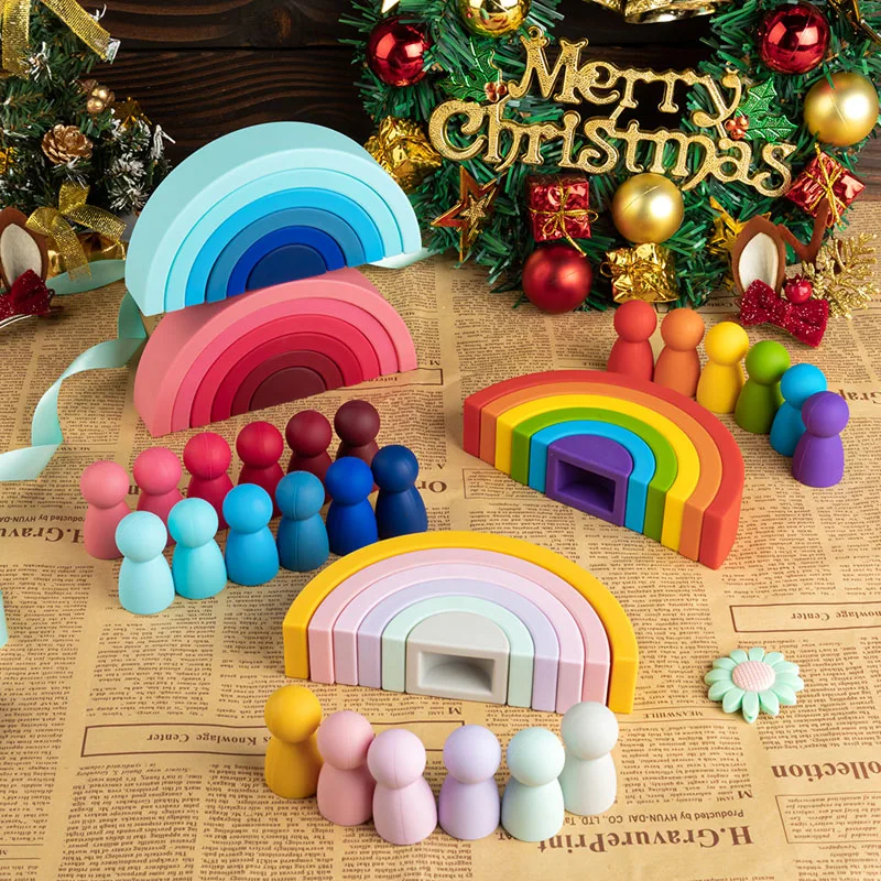 Educational Toys Stacking Puzzle Toys Stacking Toys 6/10pcs Baby Silicone Building Block