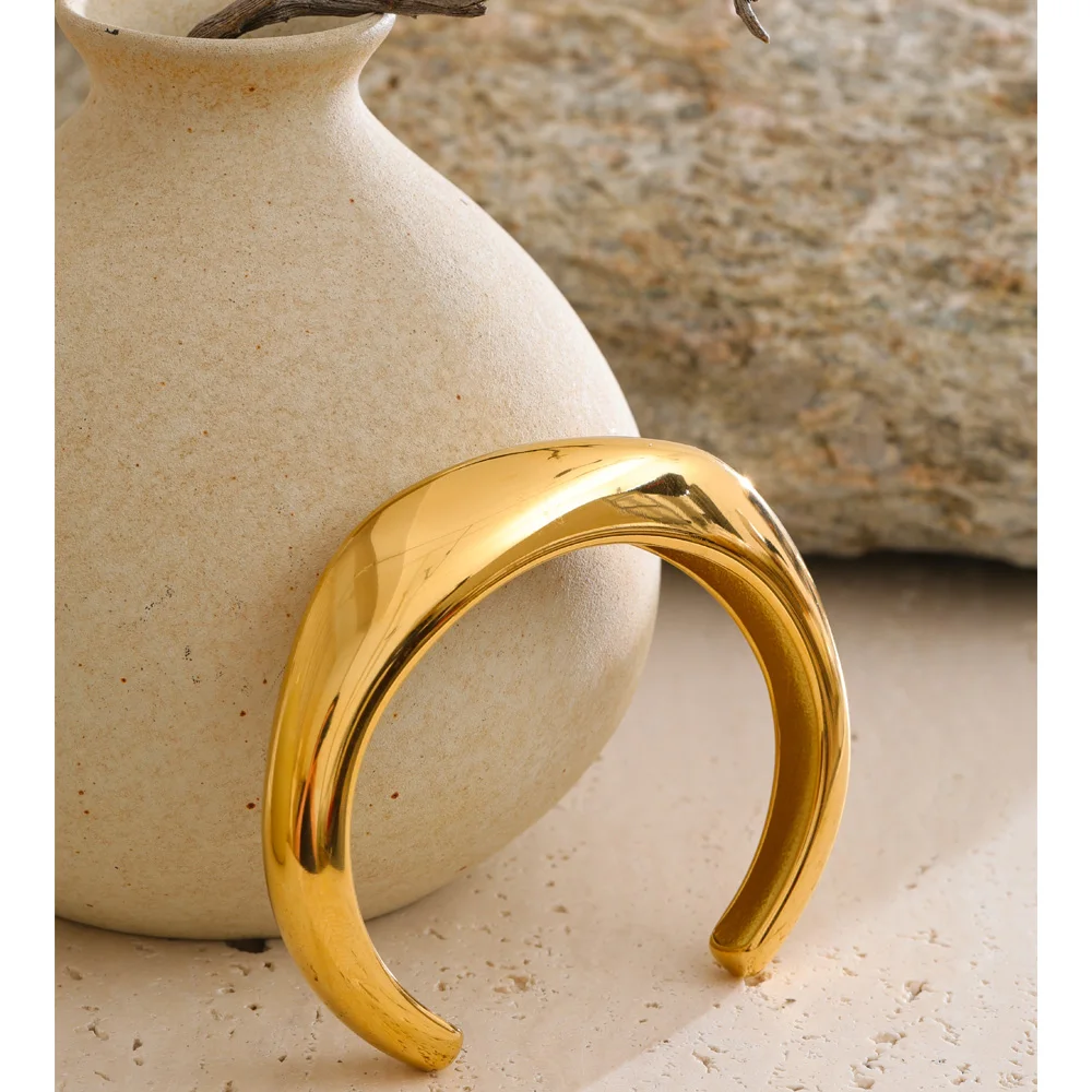 Yhpup Cuff Bracelet 63mm High Quality Stainless Steel Texture