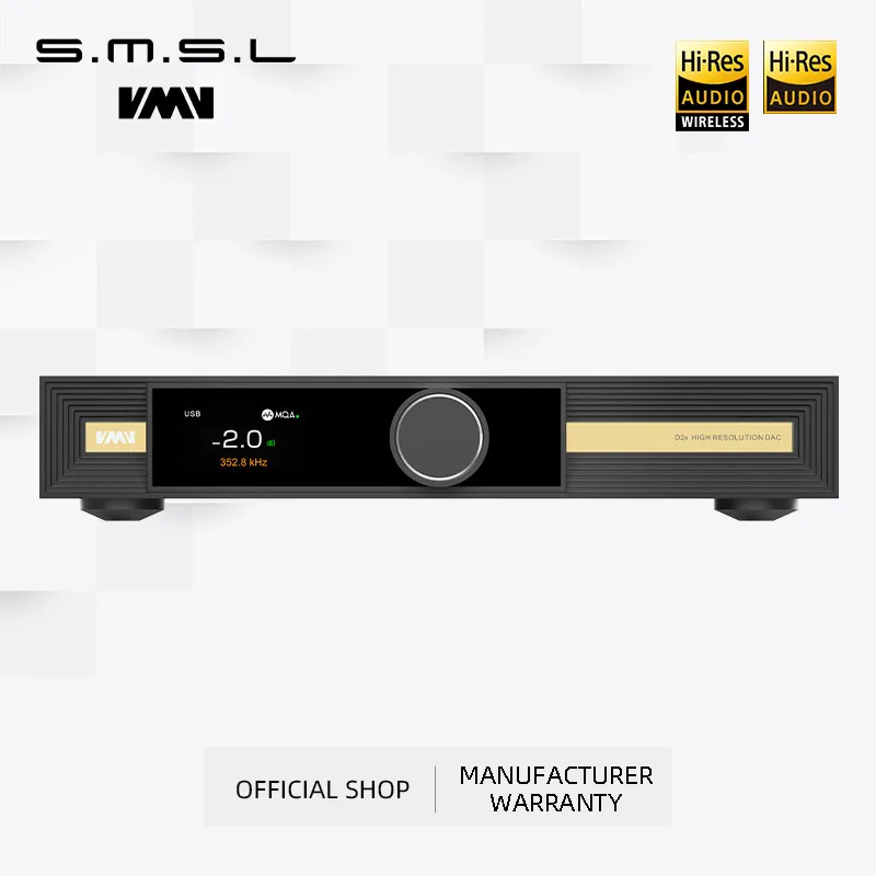 

SMSL VMV D2R High-Res Audio DAC BD34301EKV ROHM Chip Bluetooth APTX-HD MQA-CD XU316 DSD512 I2S With Remote Control