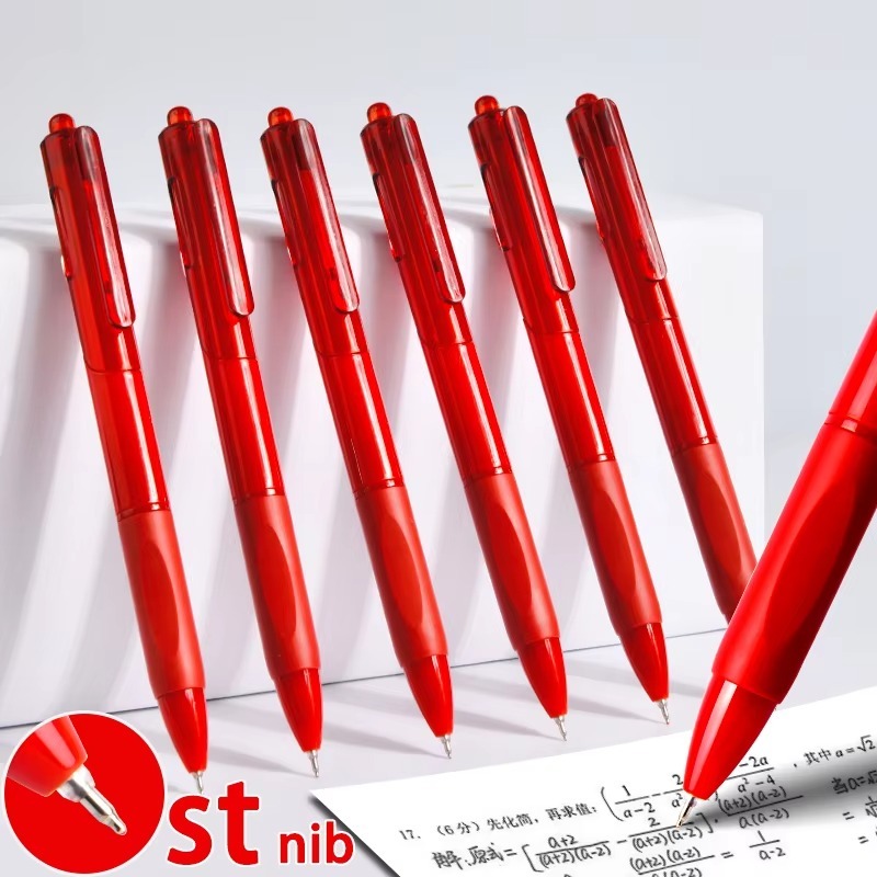 Red Press Gel Pen ST Pen Quick-drying Marking Pen 0.5mm Suitable for School Office Use Writing Supplies Student Stationery