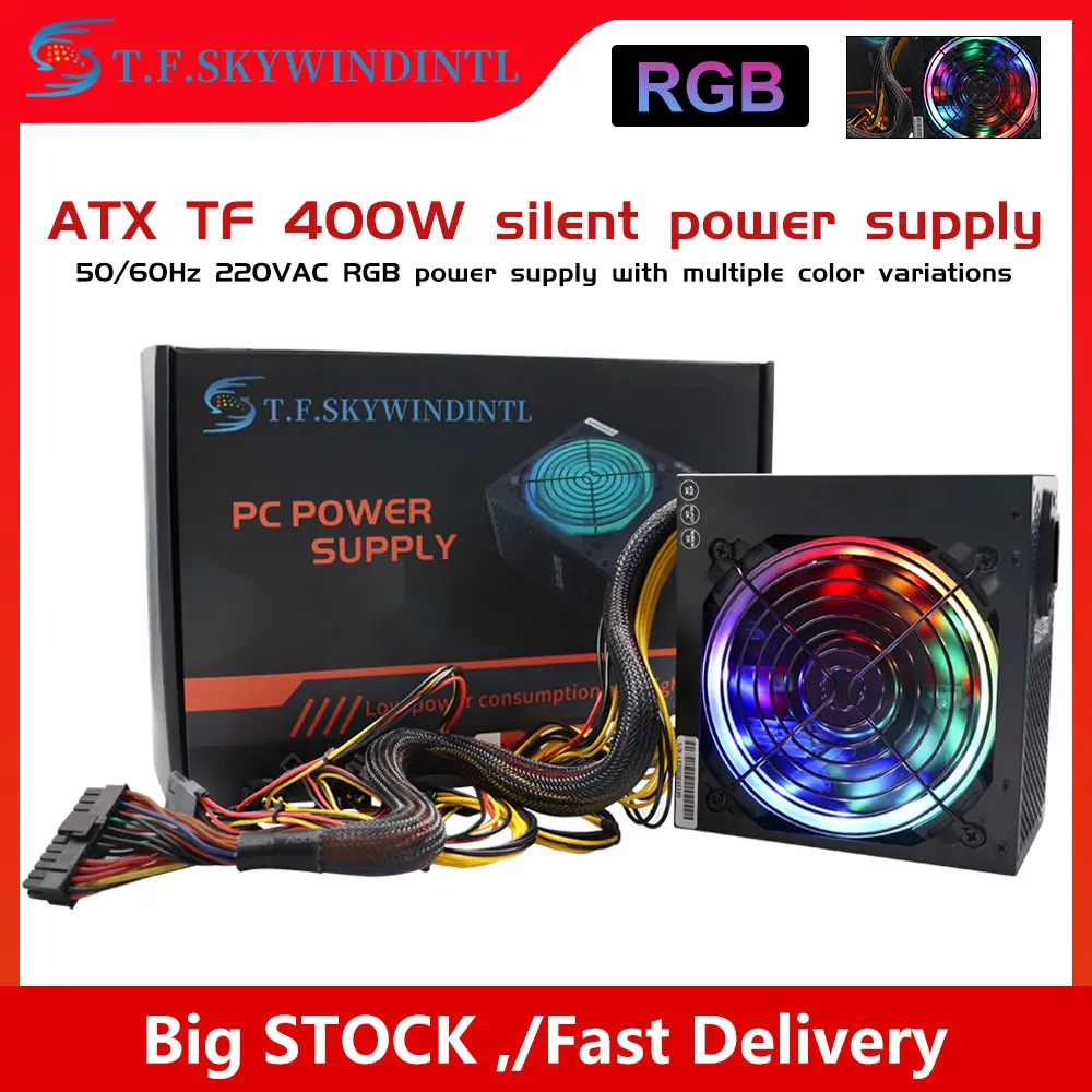 

Блок питания T.F.SKYWINDINTL ARGB 400 Вт для компьютера, блок питания ATX, блок питания 400 Вт для игровых компьютеров, Power Mine