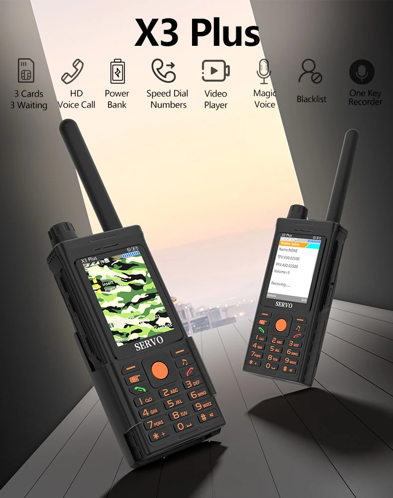 Servo X3 Plus Walkie Talkie Phone Two Way Radio Mobile Phone Power Bank