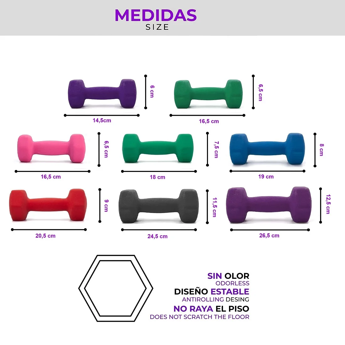 Wueps™  Pesas y Mancuernas de Neopreno (Vendido en Pares) para