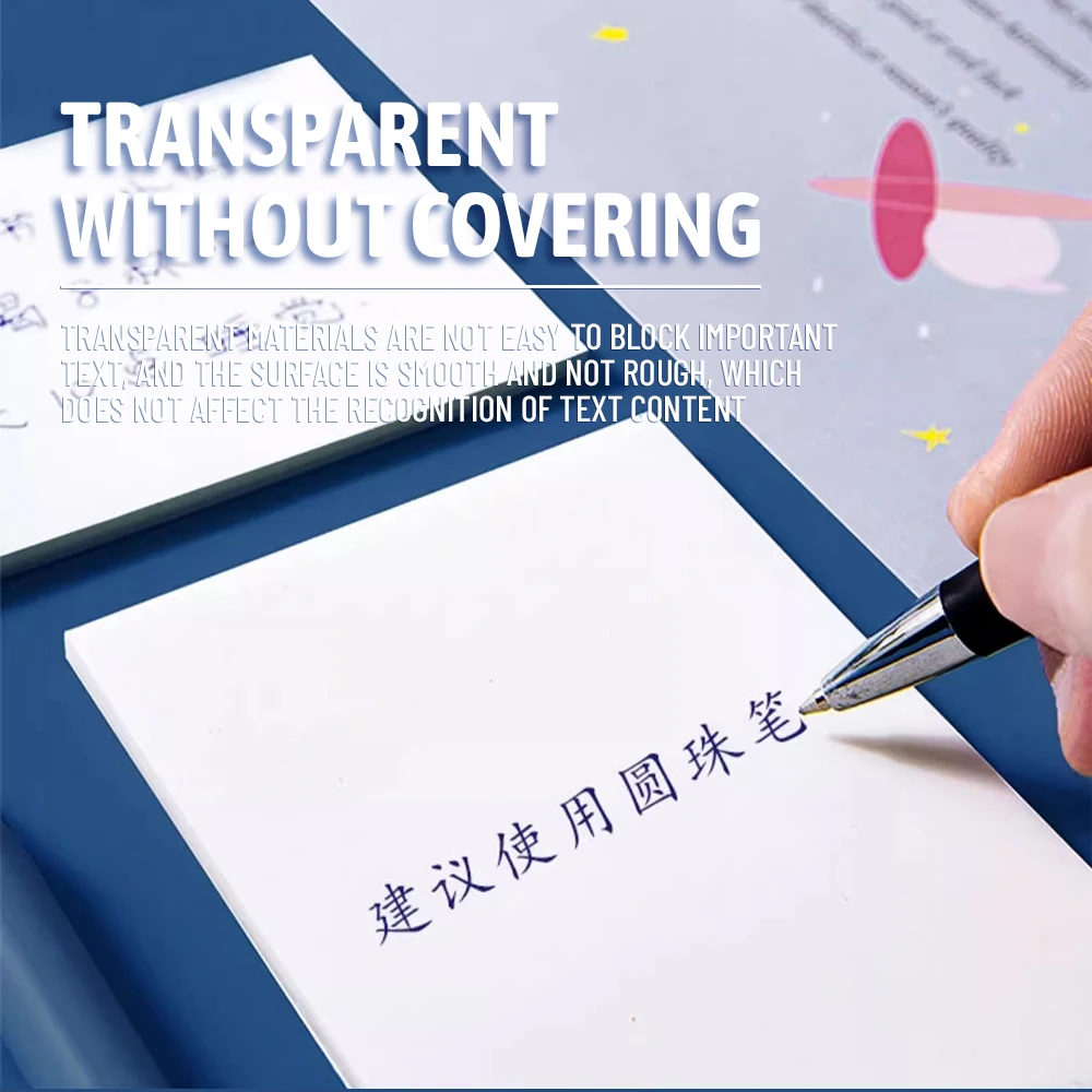 50/100 Sheets Sticky Notes Reusable Transparent Waterproof For School Office Stationery Bookmark