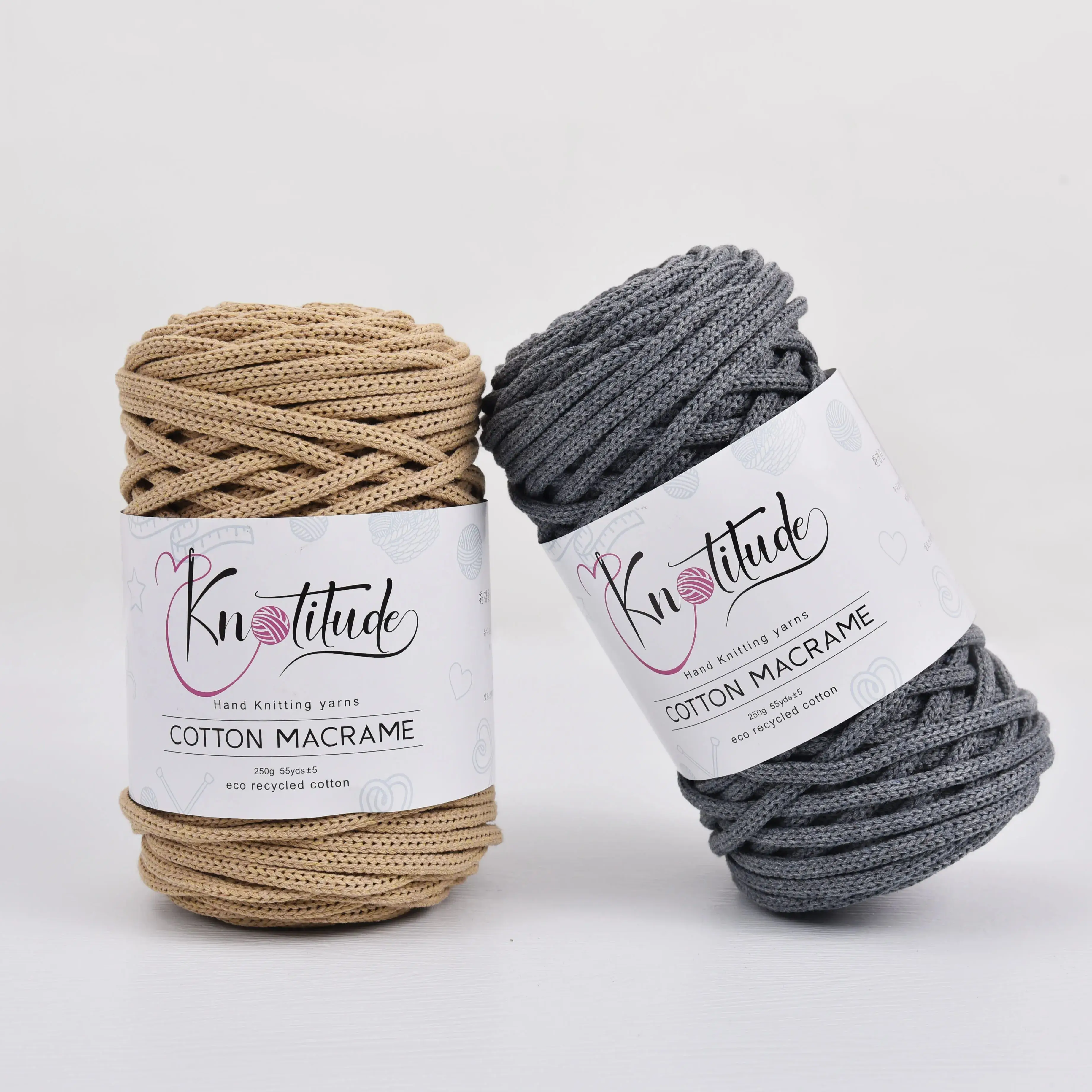 KNOTITUDE 4mm DIY Hand Knitting Recycled Cotton Cord Macrame Rope Crochet Yarn For Crochet & Knitting & Macrame 4