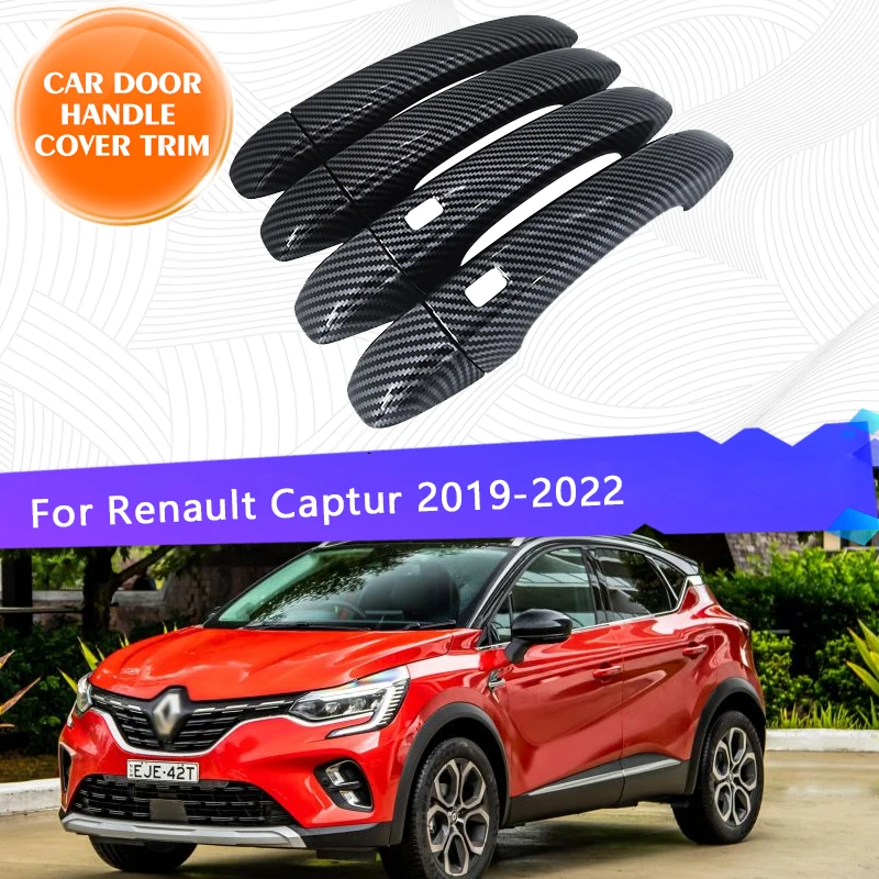 Car Door Handle Cover For Renault Captur JB JE 2019 2020 2021 2022 Gloss  Black Hand Cover Decoration Exterior Parts Accessories