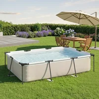 Piscine Tubulaire Démontable Rectangulaire 316x238x66,5 cm 3700L Cadre Métallique Galvanisé Gris Piscine Hors Sol Jardin Familiale 2-4 Personnes Avec Kit Réparation Sans Filtre 1