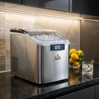 Machine à glaçons 20 kg/24 h avec réservoir d'eau de 3,2 L, chauffe-glaçons en acier inoxydable avec nettoyage automatique et minuterie, silencieuse, automatique, pour cuisine, fête, bureau, 25,2x36x37,1 cm, argent 8