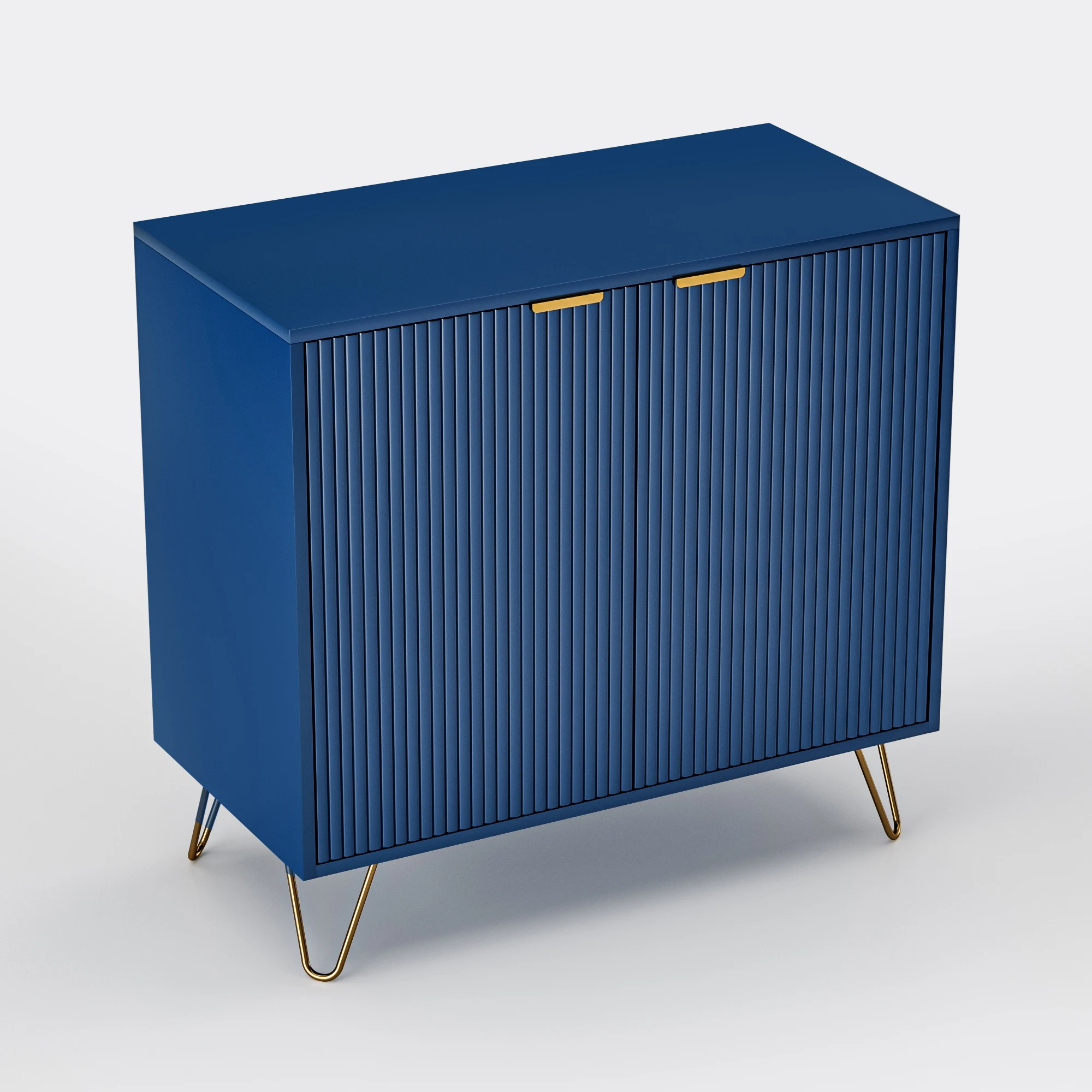 Superaly 80×40×78cm Sideboard mit Doppeltüren, Aufbewahrungsmöbel, Küchenschrank mit goldfarbenen Beinen und zweistufigen Regalen – Detail 8