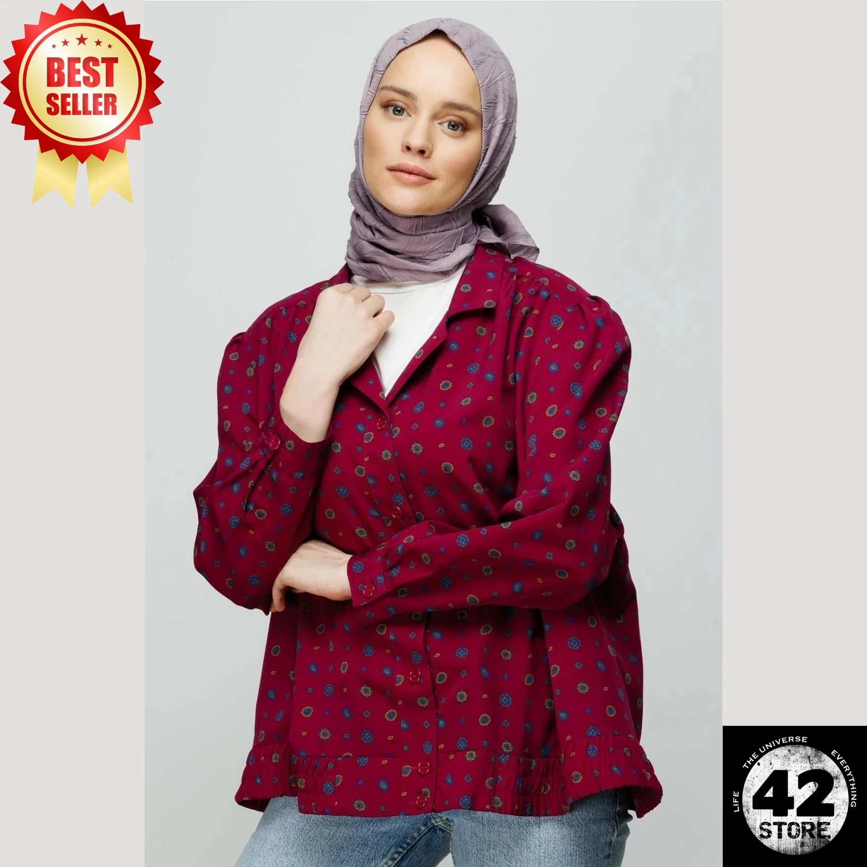 No Ironing Required, Can Be Used Without A Cap, Comfortable, Trendy Pleated Lavender Colored Bamboo Scarf