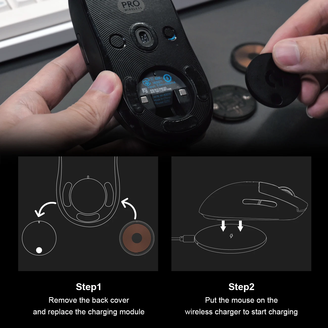 Carregamento sem Fio qi Módulo Base Acessórios Mouse Loggi G502 G703 G903 g Pro x Gpw - Imagem 4