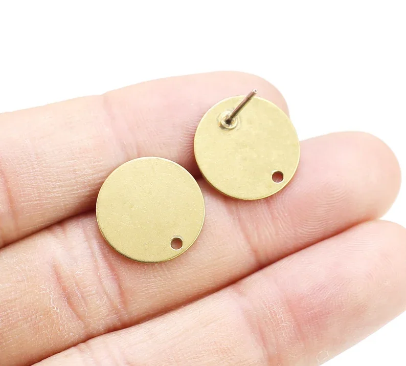 

10pcs Round Earring Post, Simple Earring Studs, Earrings Making, Raw Brass Earrings, Jewelry Supplies, R2674