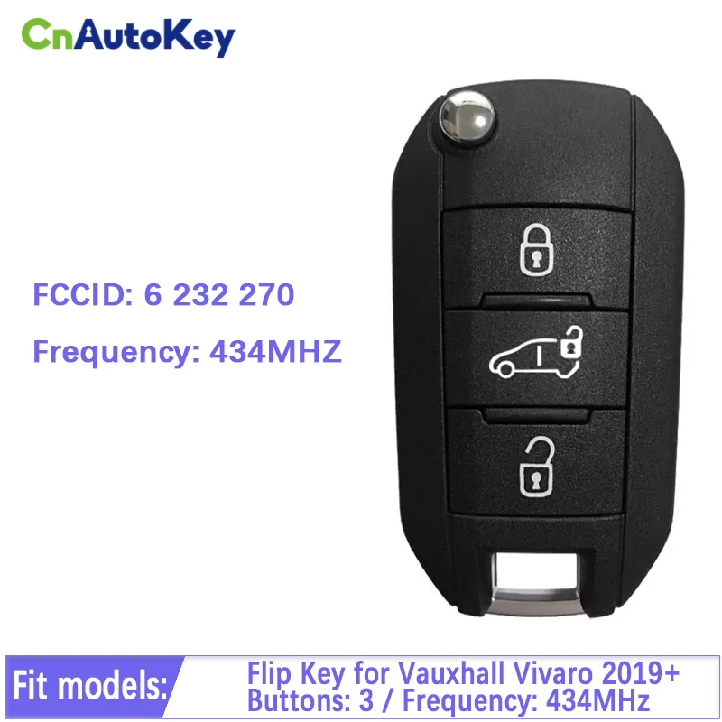 

Сменный 3-кнопочный флип-ключ CN088007 для Vauxhall Vivaro 2019 + 434 МГц HITAG AES / 4A чип HU83 лезвие Номер Детали 6 232 270