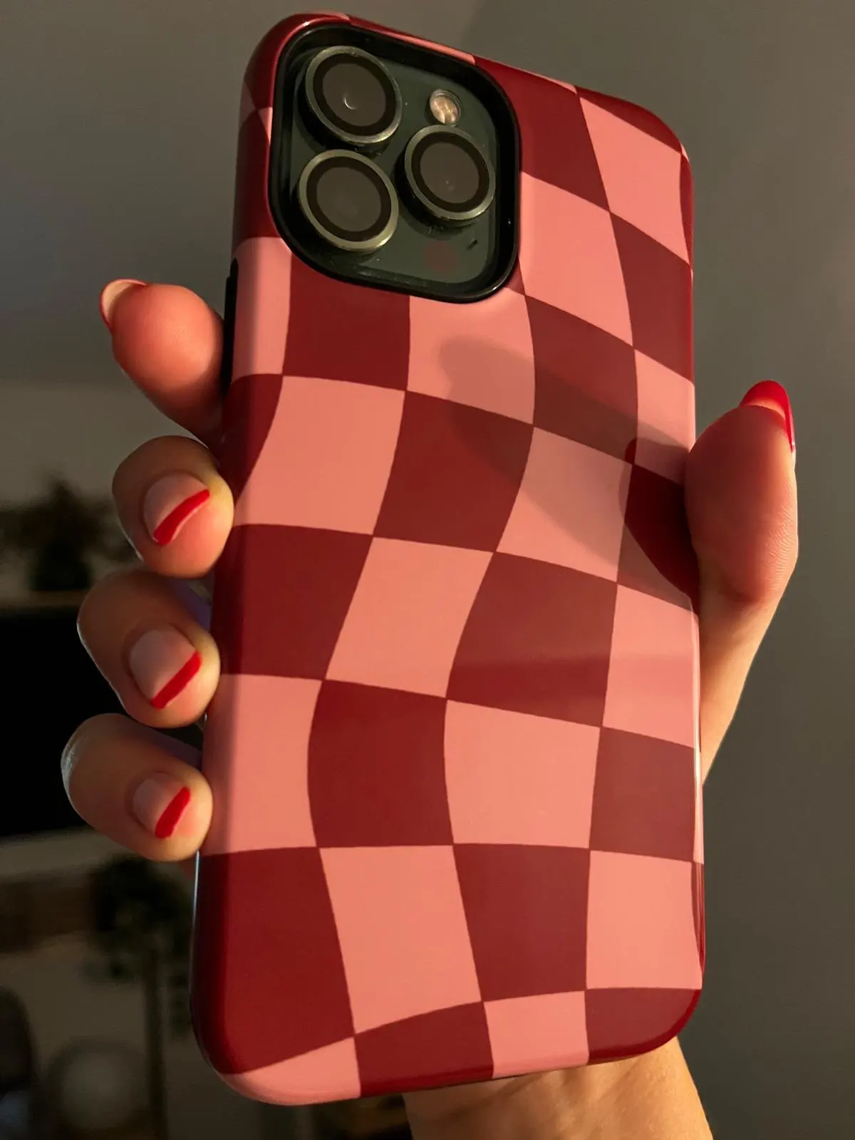 Retro Checkered Phone Case, customer photo
