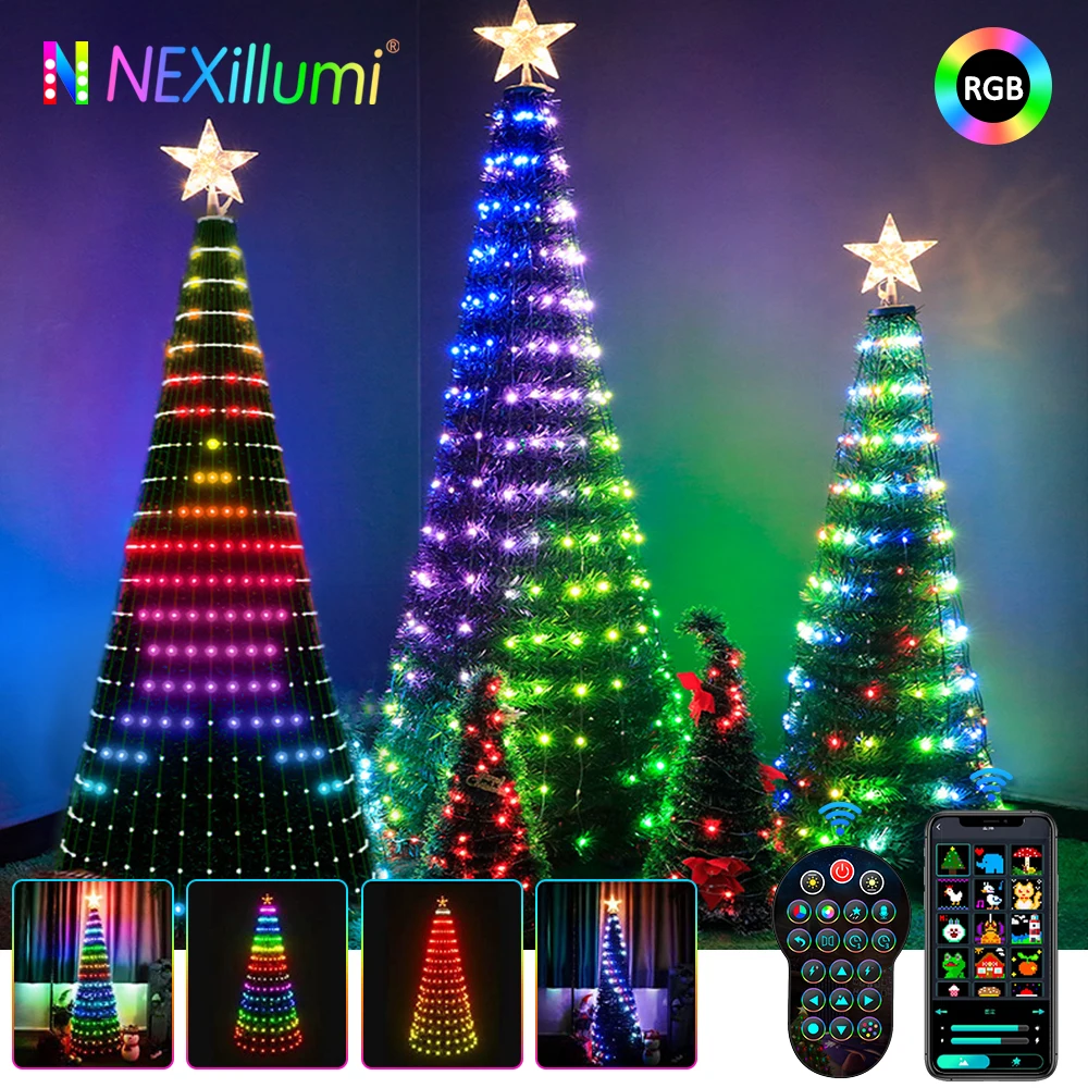 DIY Smart Christmas Tree Led Light Bluetooth APP Remote Control RGB String  Fairy Lights with Star Topper for Xmas New Year Decor - AliExpress