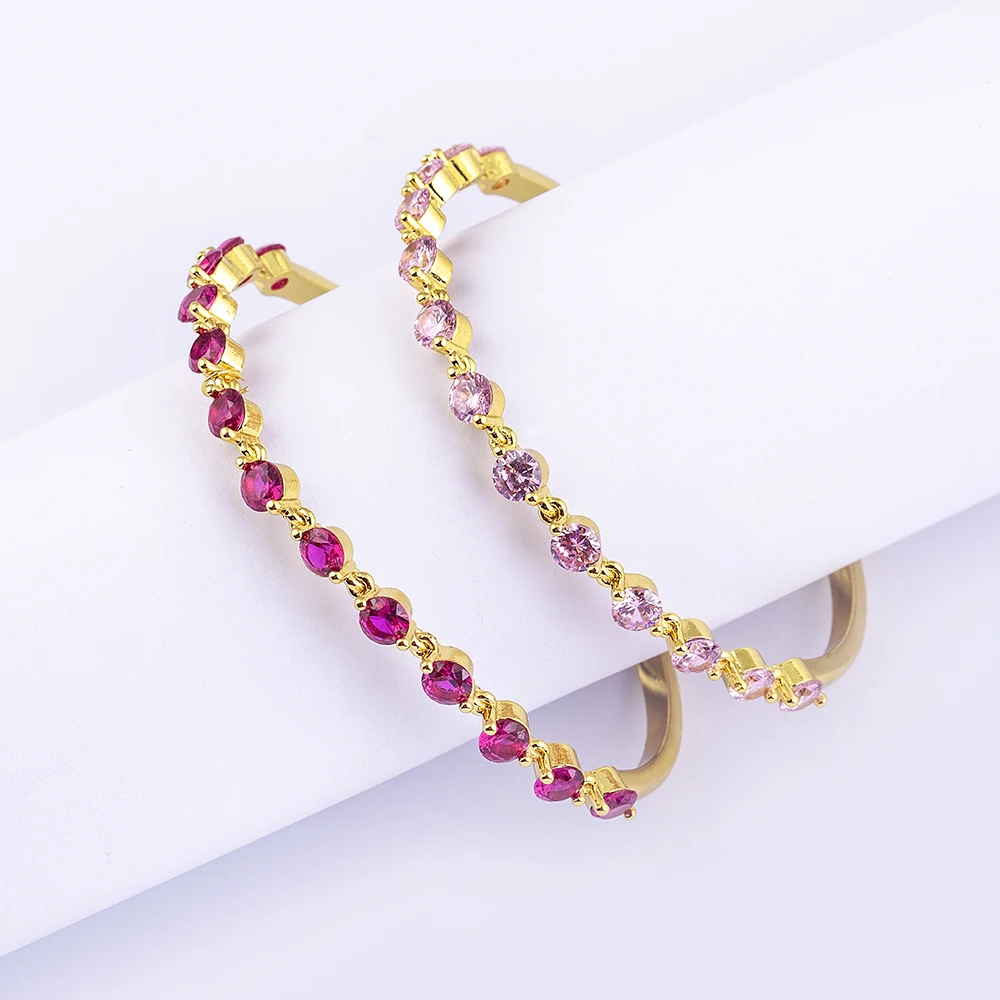 AIBEF New Design Bangles For Women Shiny Luxury Roman Colorful Crystal Zircon Cuff Bracelet Fine Jewelry Birthday Party Gifts 3