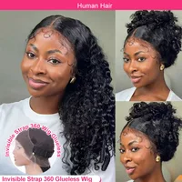 Perruque sans colle 360 Full Lace à densité 250 avec sangle invisible, perruque frontale à cordon invisible, perruque en cheveux humains bouclés birmans avec dentelle frontale 1