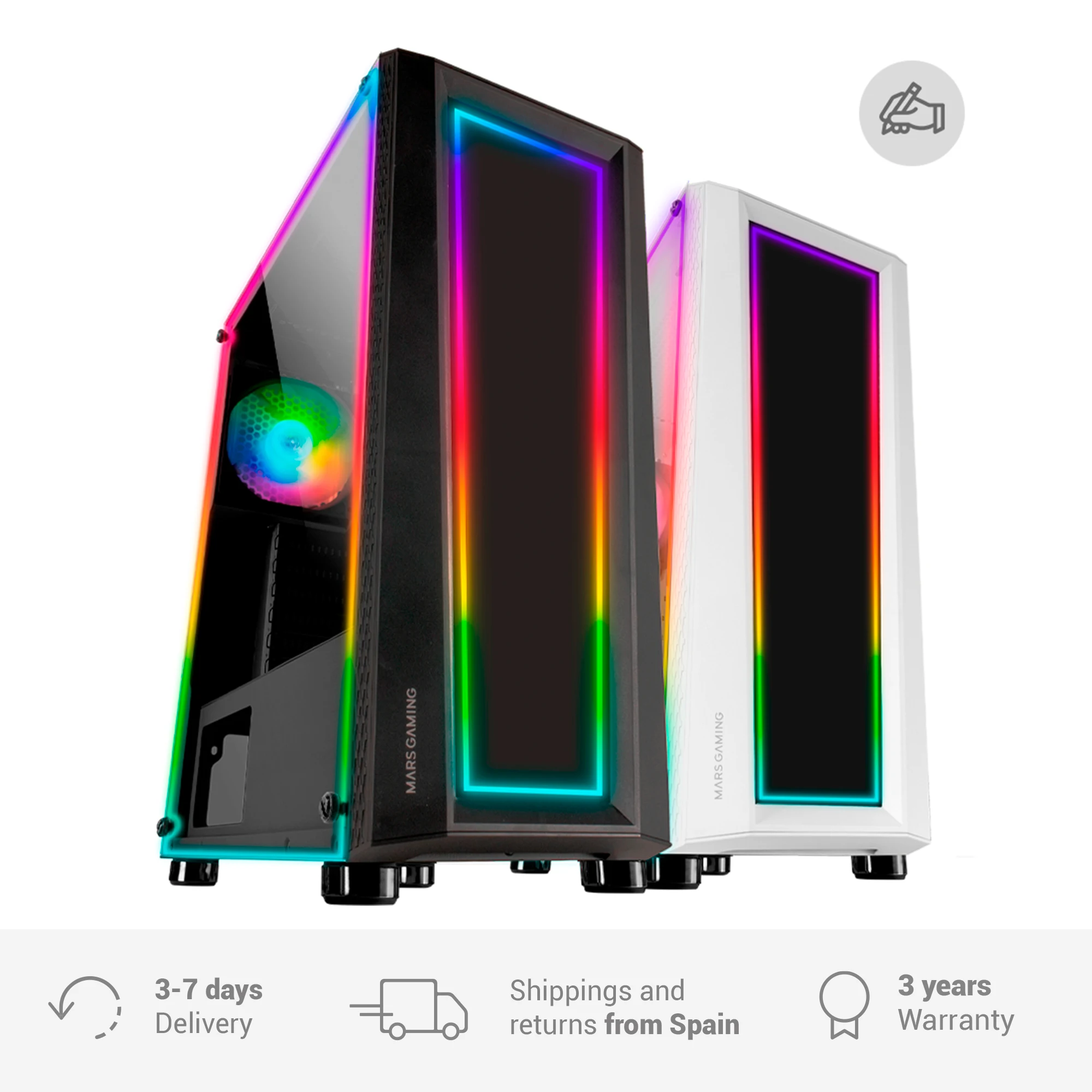 Boîtier PC Gaming ATX Mars Gaming MC-ART Blanc, Verre Trempé