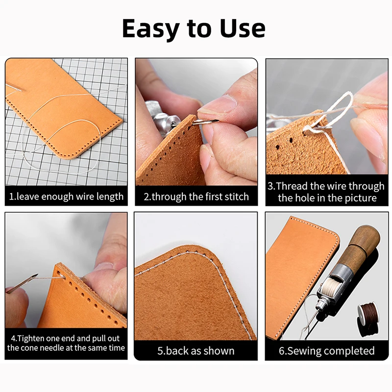 WUTA 1 Piece Leather Bobbin Thread Hand Sewing line fit for Speedy Stitcher Machine Tool Craft Stitching Shoemaker Canvas Repair