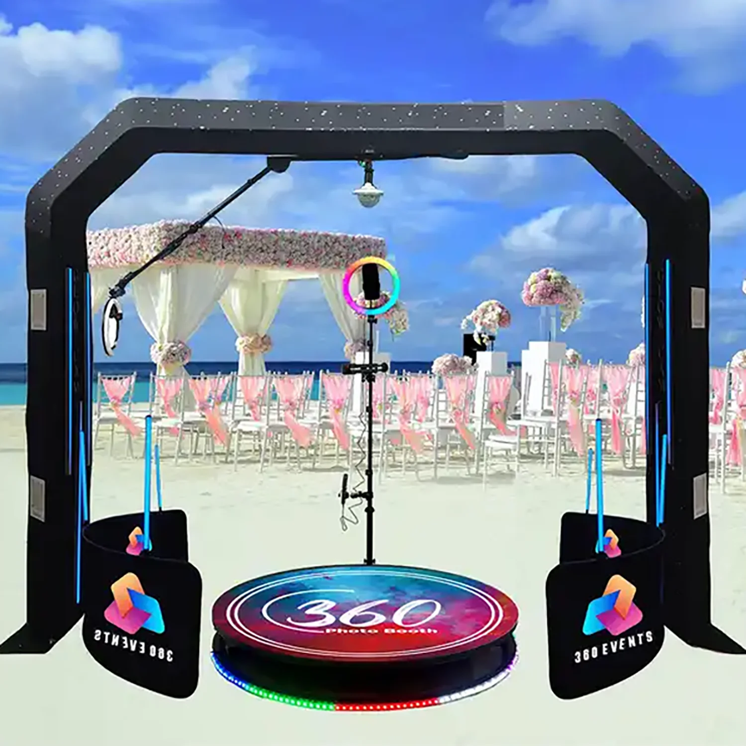 360 사진 부스 셀카 오버헤드 비디오 부스, 탑 스피너 스카이 아치, 360 카메라 부스, 파티 이벤트