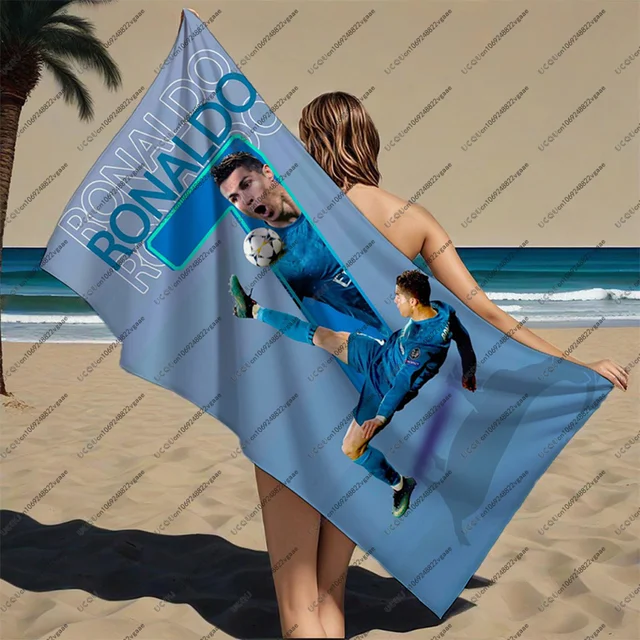 Football Star Ronaldo Beach Towel Swimming Bath Outdoor Lover Quick-Dry Gift Pool Travel Vacation Soft Camping Soccer Sports Hot