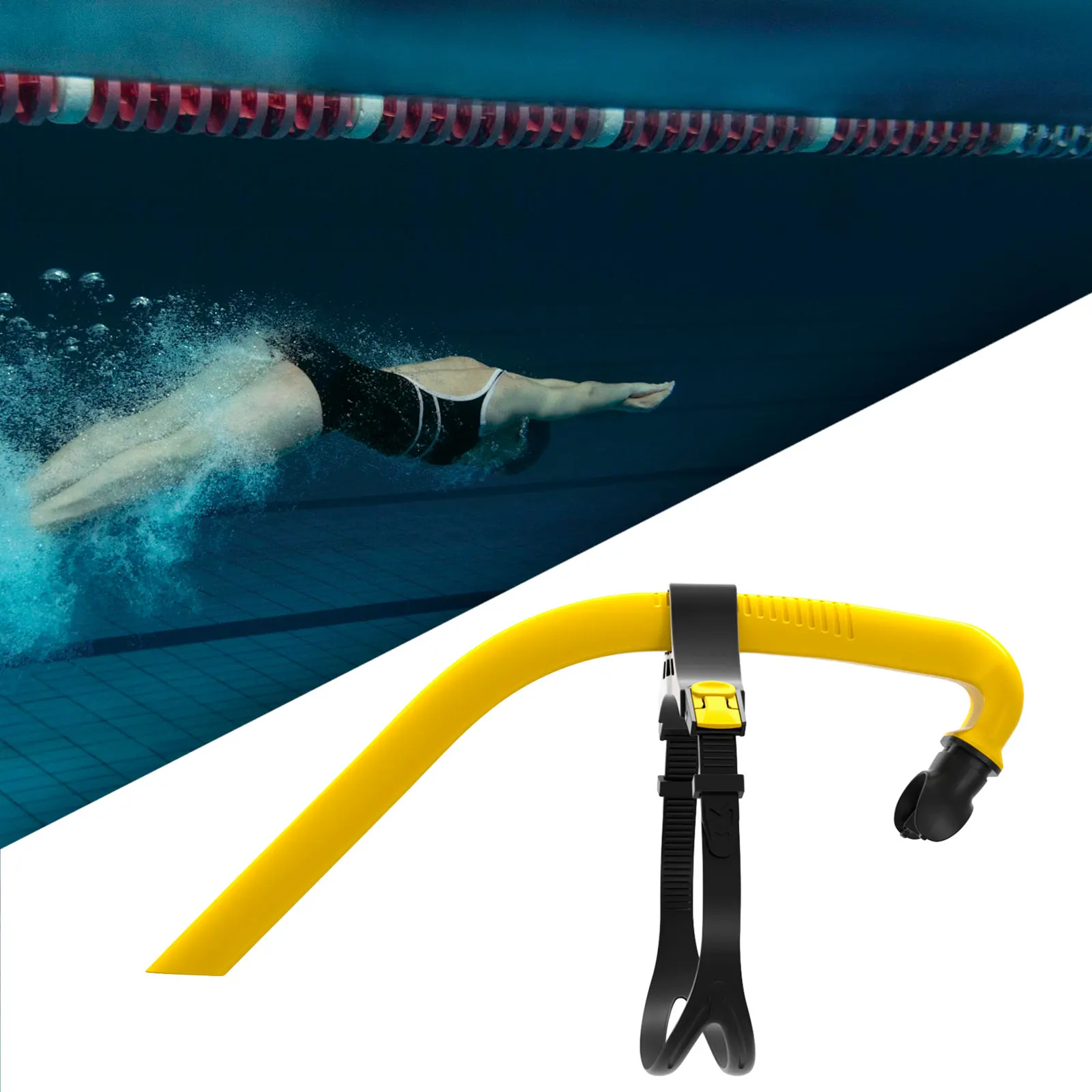 Tuba De Natation Pour Longueurs - Silicone, 42,6 Cm, Avec Sangle De Tête - Pour Piscine Et Eau Libre