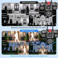 Caméra IP WiFi extérieure 10K 20MP UHD à quatre objectifs et quatre écrans 360° ° Caméra de sécurité PTZ avec zoom 16X, suivi automatique, surveillance sans fil CCTV 6