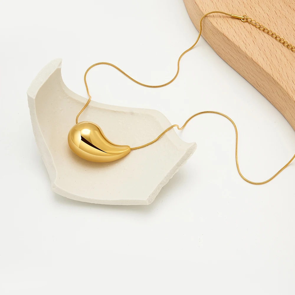 ENFASHION Collares Para Mujer Hollow Rain Drop Necklace For Women's Stainless Steel 18k Gold Plated Jewelry BIrthday P233419