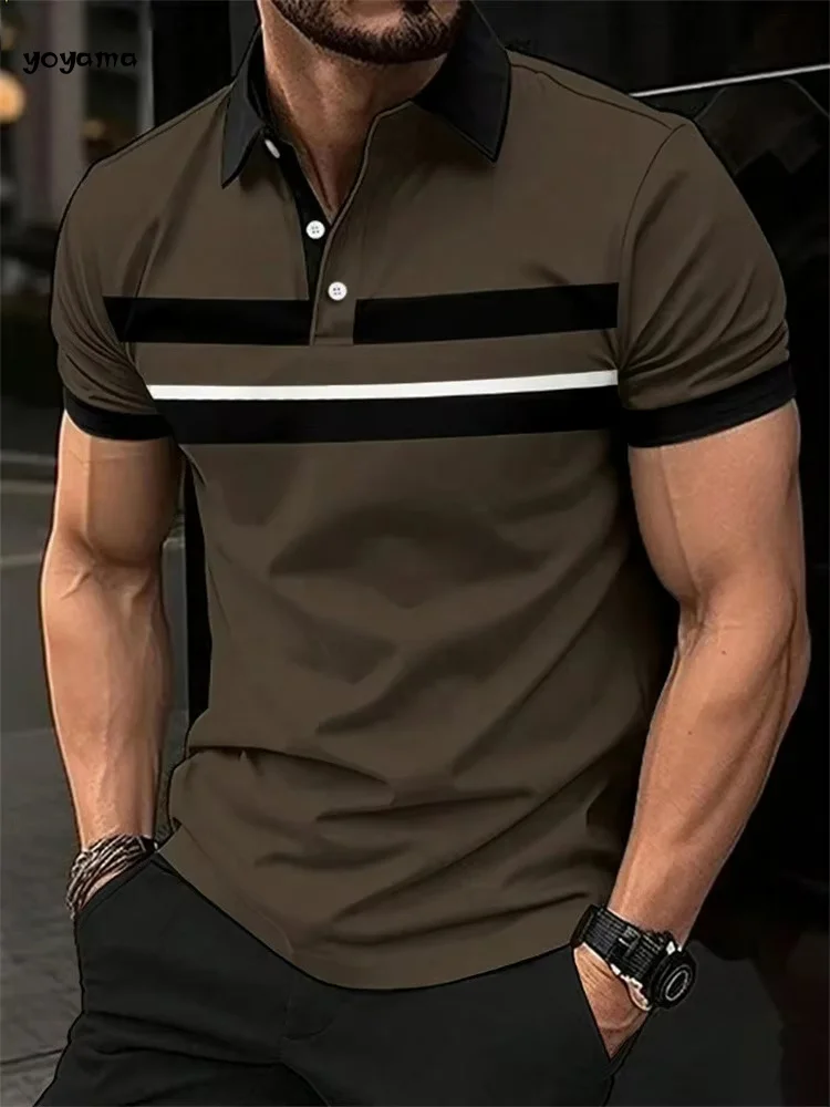 Men's Fashion Short Sleeve Polo Shirt Casual Striped Shirt Turtleneck Shirt Breathable Top Daily Casual Sports Men's Clothing 17 A87c053c6d63a40f3a7773907e6ba500bv
