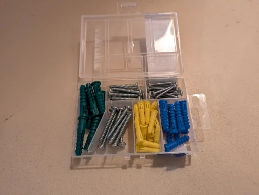 Plastic Self Drilling Ribbed Drywall and Wall Anchors with Screws Kit,66 Piece Wall Plug Anchor Expansion Bolt Pipe Column photo review