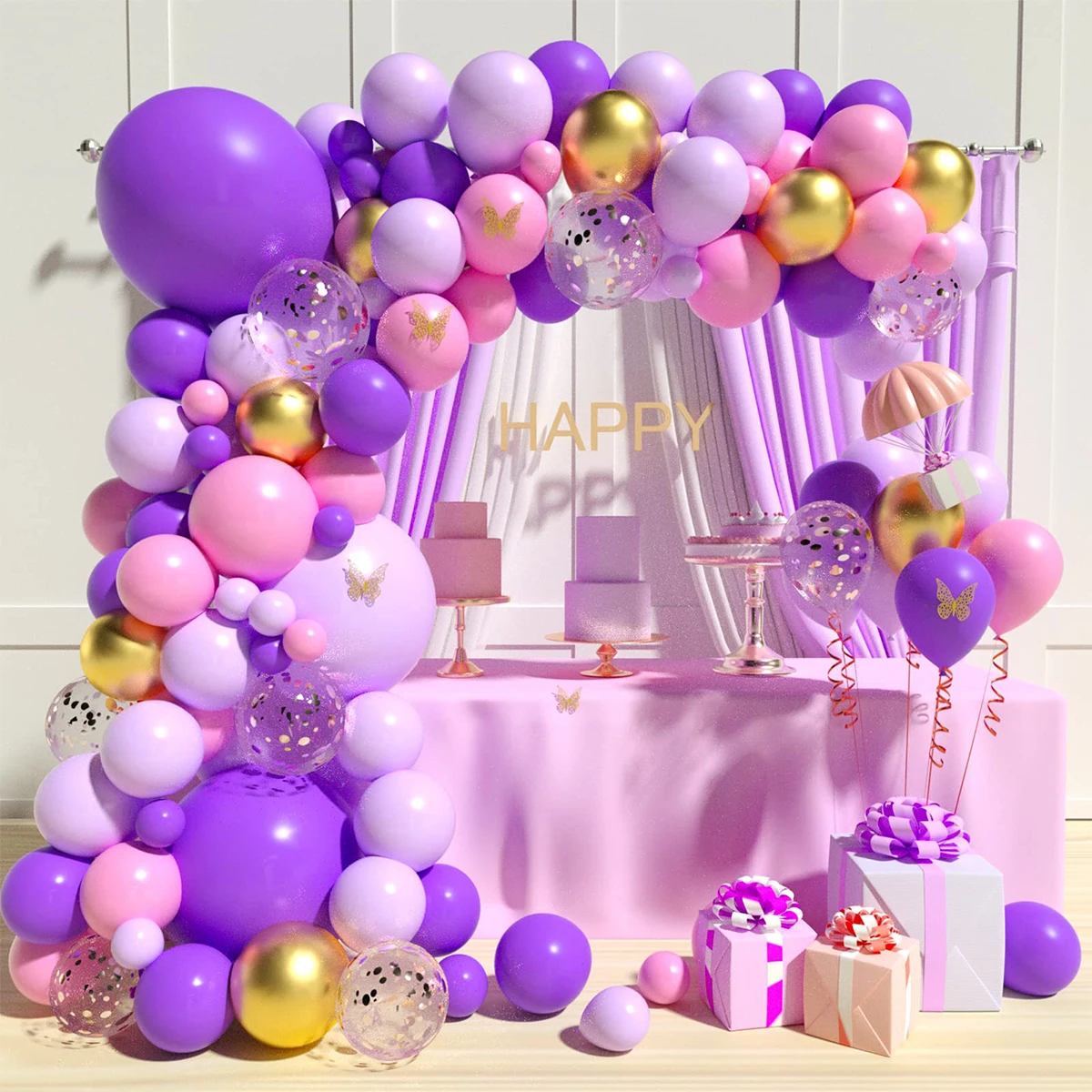 Happy Birthday Decorazioni 4 Anno Palloncini 4 Anno Bimba Viola Palloncini Compleanno 4 Anno Farfalle Decorazioni Compleanno