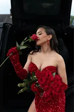 Guanti Lunghi In Pizzo Rosso Per Donna - Fino Al Gomito | Per Matrimoni, Feste E Cosplay | Taglia Unica - Foto 8