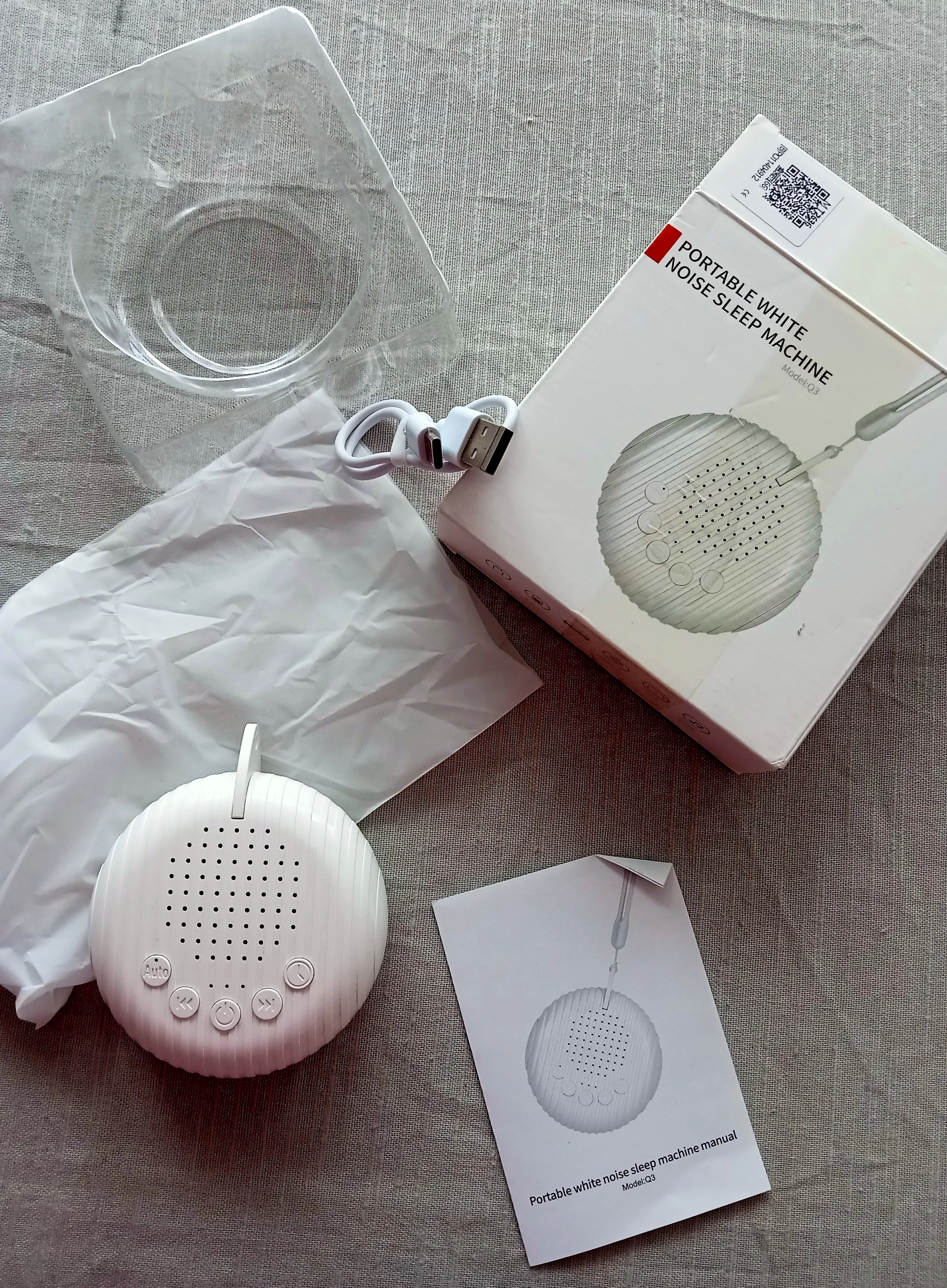 3-in-1 Portable And Hangable White Noise Sound Machine With Auto-Off Timer, Soft Ring Light And Memory Function with 30 Soothing Sleep Sounds For Baby.