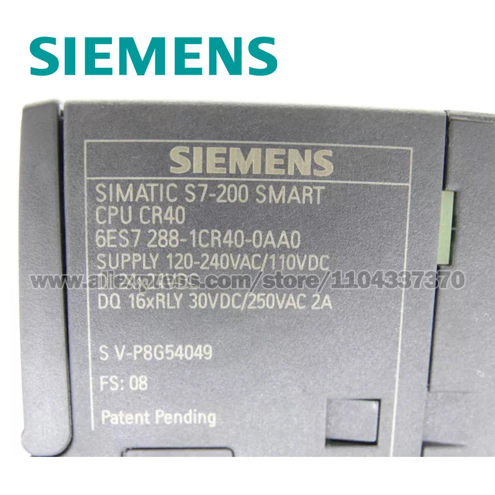 SIEMENS SIMATIC S7-200 SMART, CPU CR40, 컴팩트 CPU, AC/DC/릴레이 온보드 I/O: 24 DI 24 V DC 6ES7288-1CR40-0AA0 6ES72881CR400AA