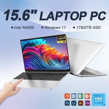 Ordenador portátil Intel Celeron N4000 de 15,6 pulgadas, PC con desbloqueo por huella dactilar, Windows 11 Pro, 16GB, DDR4, 512GB, 1TB, SSD, HD, 1080P