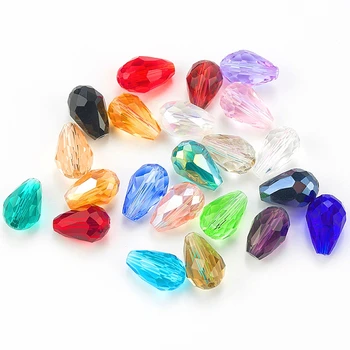 최고의 판매 크리스탈 눈물 드롭 모양 비즈 유리 구슬 6x8mm, 8x10mm 느슨한 스페이서 라운드 비즈 보석 만들기 DIY 24 색