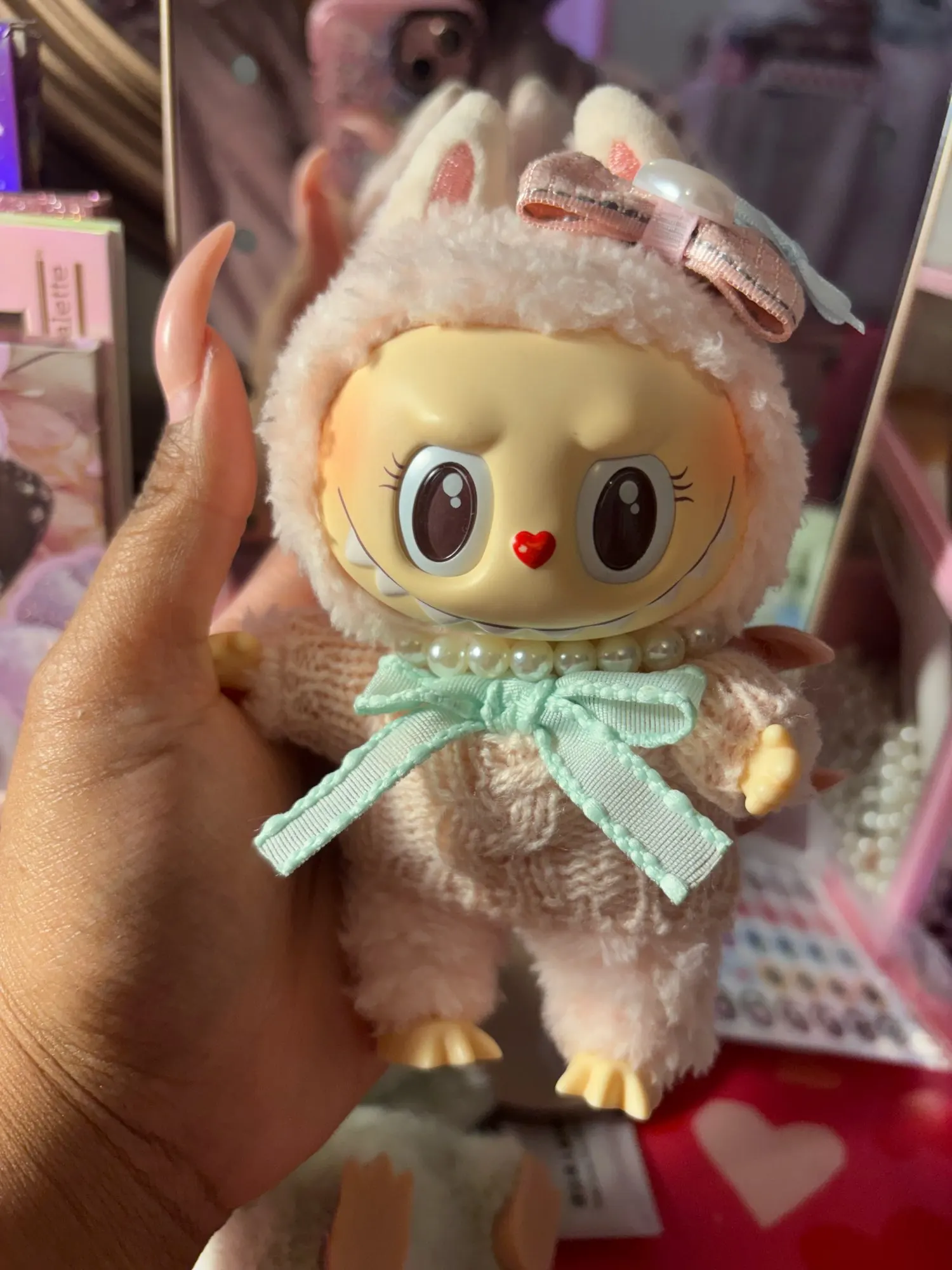 Labubu V1/V2 Doll Clothes: 15/17CM Macaron-Themed Outfit Set with Hair Accessories photo review