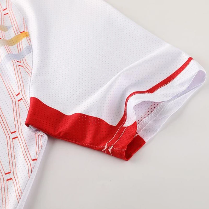 Badminton Clothing Table Tennis Red White Shirt Men's and Women's Competition Quick-drying Breathable Tops Short-sleeved T-shirt
