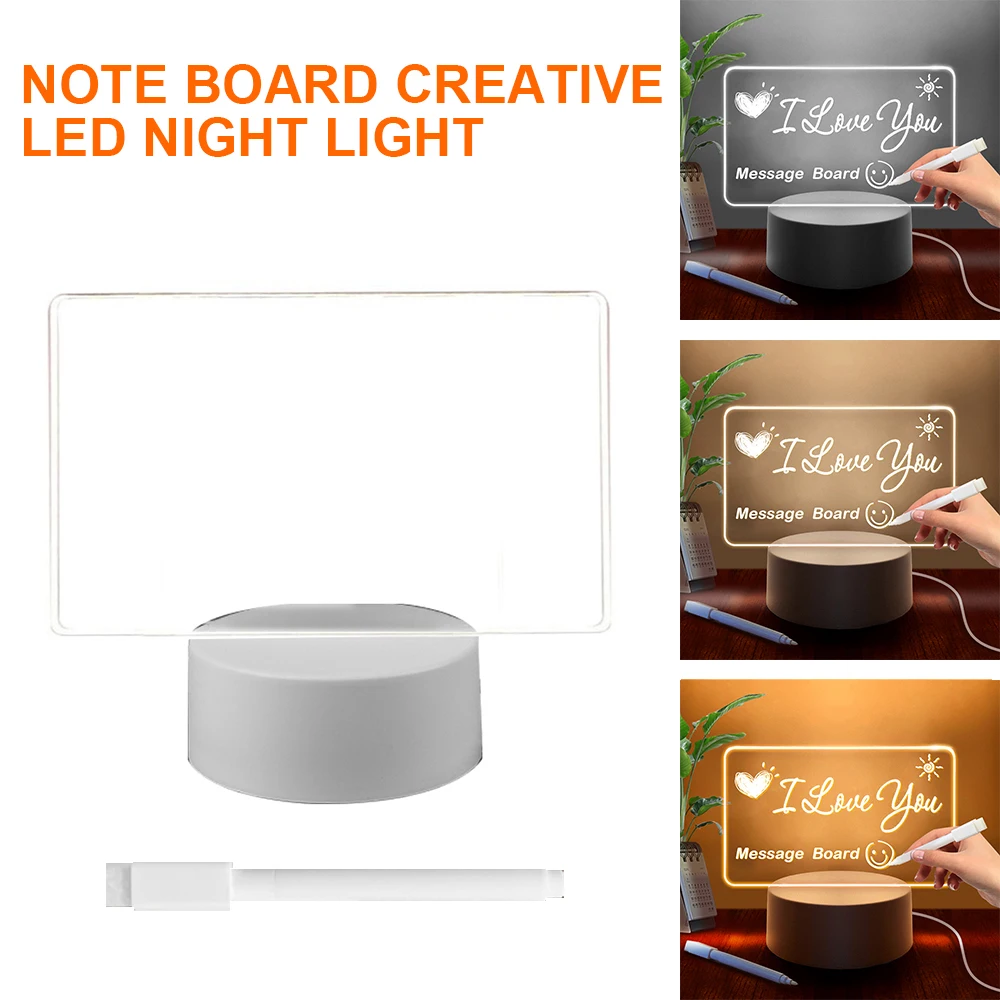 Creative LED Note Board Night Light USB Message Board Holiday Light with Pen Gift for Children Home Decoration DIY Night Lamp takara tomy dear franks 3d night light bedside lamp creative birthday gift led7 16 lantern decoration children s toy night light